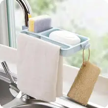 Пластиковый кран дренажный стеллаж для хранения Кухня Раковина Губка тряпичный кронштейн полка интимный дизайн с близко расположенными двойными крючками