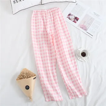 

Lovers trousers thin section pajamas women spring and autumn cotton double gauze men trousers cotton mosquito pants