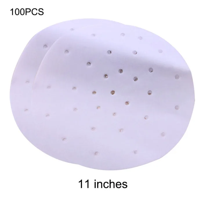 100Pcs Perforated Parchment Round Bamboo Steamer Paper Liners Disposable Suitable for Cooking Steaming Air Fryer Dim Sum E2S