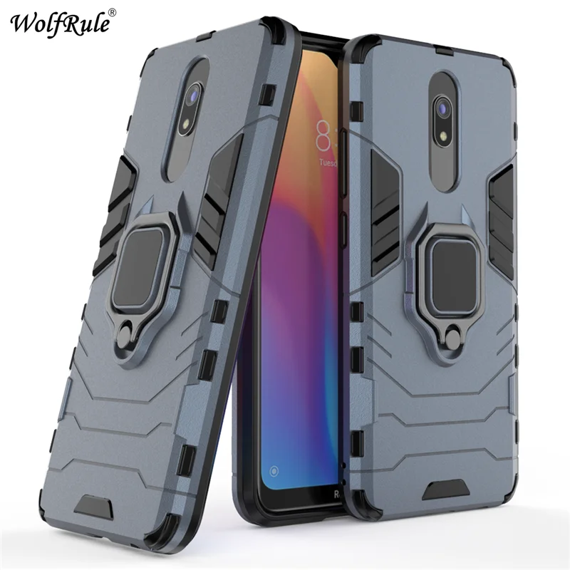 NavyBlue Чехол для Redmi 8A, Жесткий Чехол из ТПУ и поликарбоната для Xiaomi Redmi 8A 8, чехол с кольцом-держателем, Магнитный чехол-броня, чехол для Redmi 8 8A - Цвет: NavyBlue