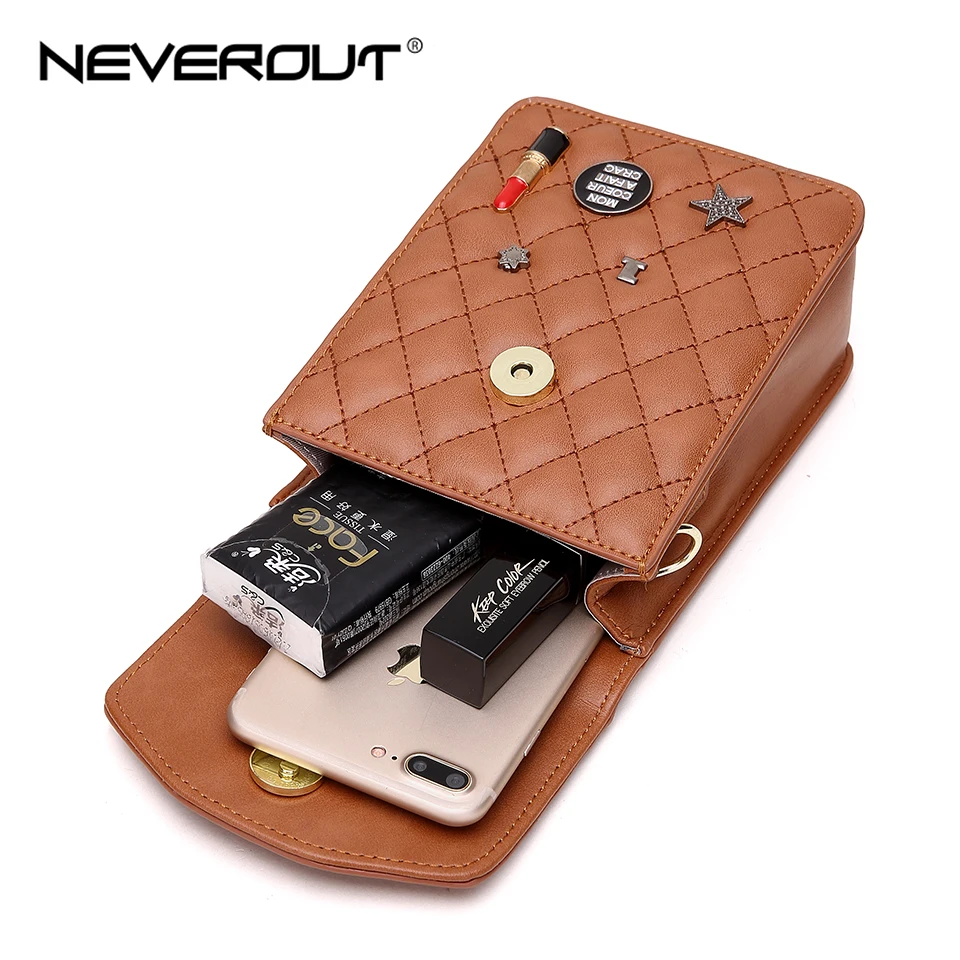 Женская мини сумка NEVEROUT Классическая стеганая мессенджер из сплит кожи через