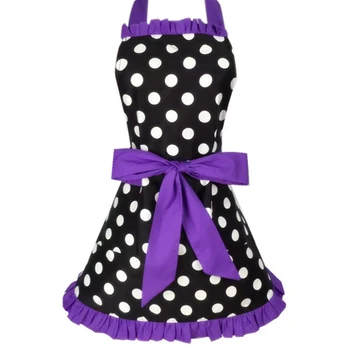 

HOT SALE Lovely Sweetheart Retro Kitchen Aprons for Woman Girl Cotton Polka Dot Cooking Salon Pinafore Vintage Apron Dress Chris