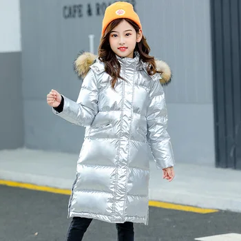 

2020 Fashion Girl Down Jacket Warm Waterproof Children Down Parkas Coat Fur Kid Teenager Thickening Outerwear For Cold Winter