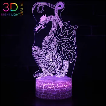 

ATOPH Cartoon Dragon 3D Night Light for Childrens Bedroom Dinosaur Series LED Nightlight with Color Changing