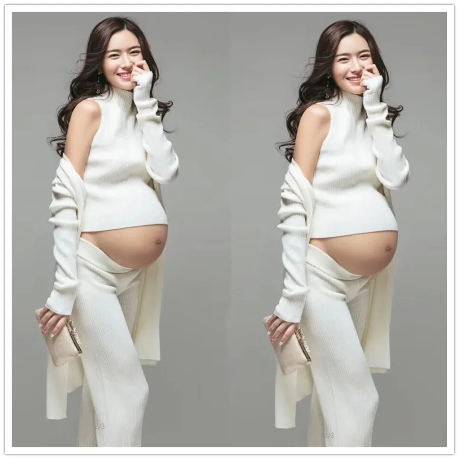 Реквизит для фотосессии для беременных Трикотажный Хлопковый комплект одежды для беременных 3 комплекта нарядная одежда для фотосессии во время беременности реквизит для фотосессии