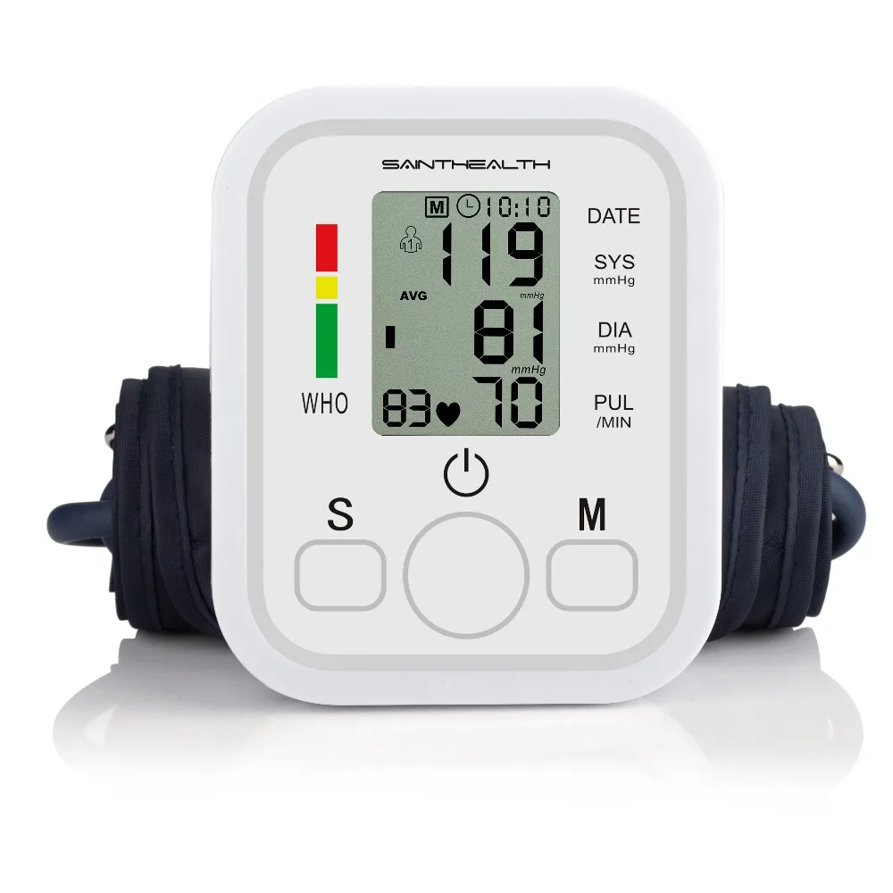 Automatic Digital Arm Blood Pressure Monitor BP Sphygmomanometer Pressure Gauge Meter Tonometer for Measuring Arterial Pressure
