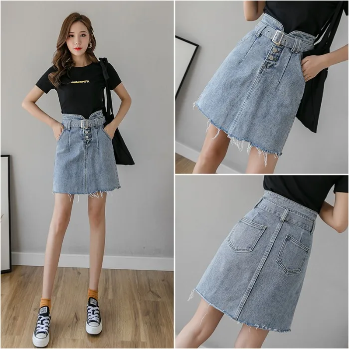 

2020 Summer New Net Red Fashion Foreign Style Was Thin A Word High Waist Denim Skirt Ins Tide Women's Skirt Mini Skirts