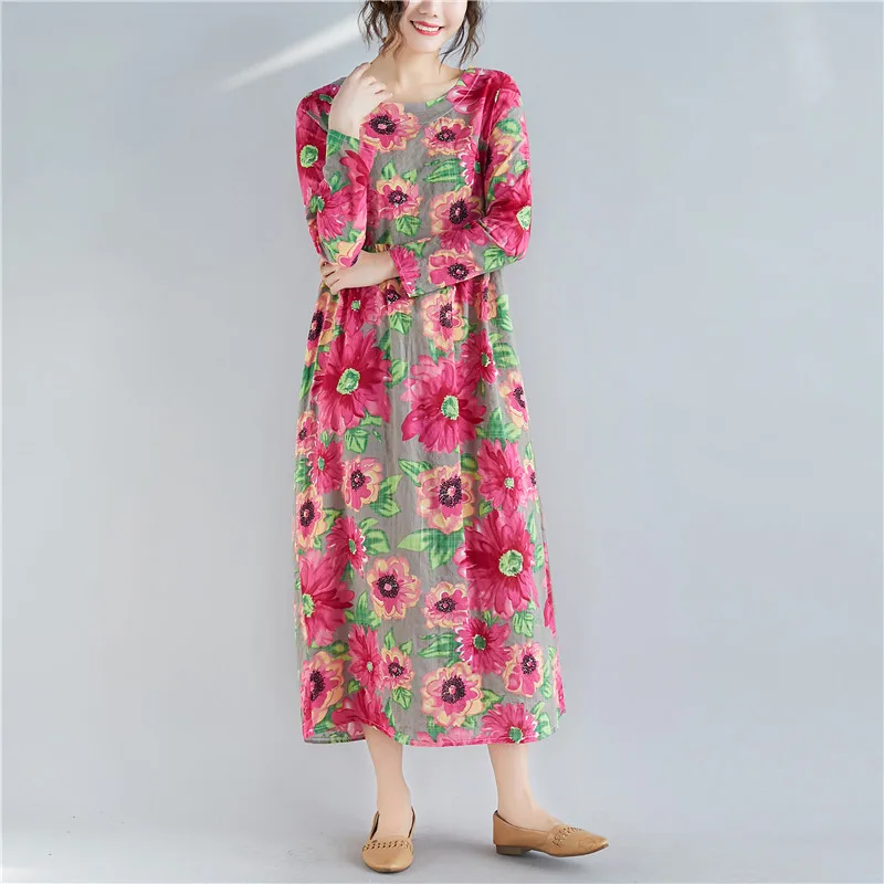 Photo Shoot Currently Available Cotton Comfortable Large Size Large Flower Dress