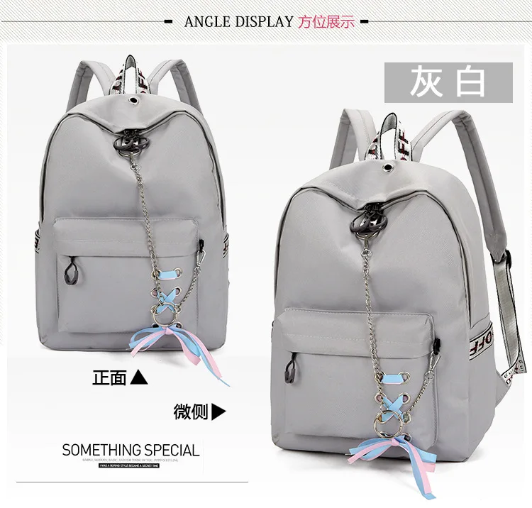 New Style Iron Hoop Canvas School Bag Women's Korean-style Harajuku Trend Backpack Solid Color Backpack Early High School School
