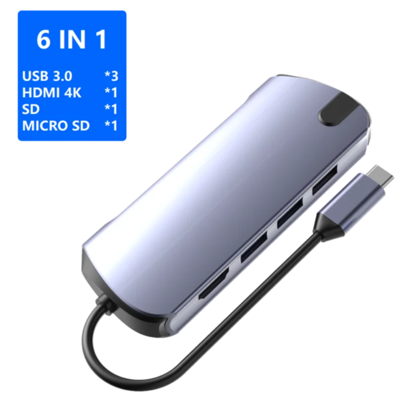 6-in-1 HDMI HUB Концентратор USB type C для нескольких USB 3,0 HDMI RJ45 VGA usb-хаб для MacBook Pro Компьютерные аксессуары USB C разветвитель 10 портов type C концентратор - Цвет: 6-in-1 HDMI HUB