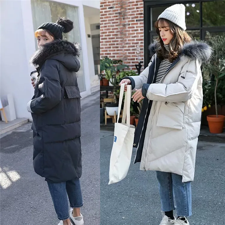 

2019 Winter Elegant down Coat Mid-length Loose-Fit Parka Fur Collar Coat E9743