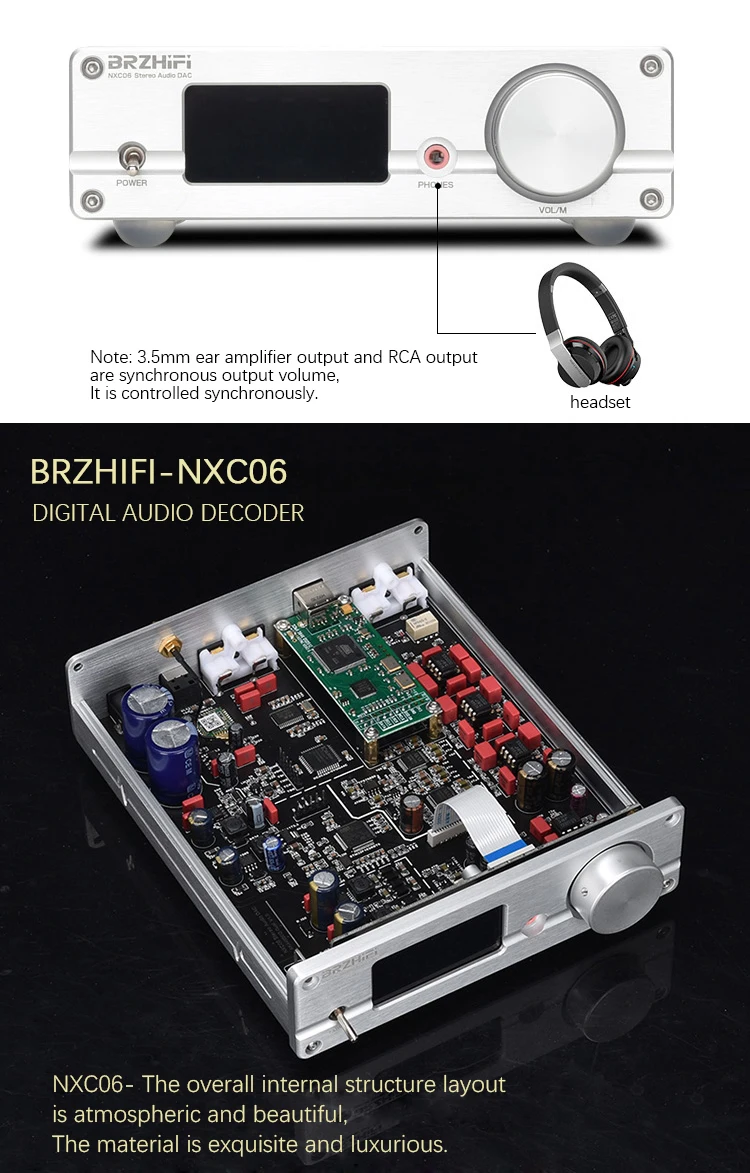 Brzhifi Nxc06 Audio Dac Decoder Dual Ak4493 Csr8675 Bluetooth 5.0 Usb Dsd  512 Pcm32bit 384khz Amp With 3.5mm Headphone Amplifier - Home Theater  Amplifiers - AliExpress