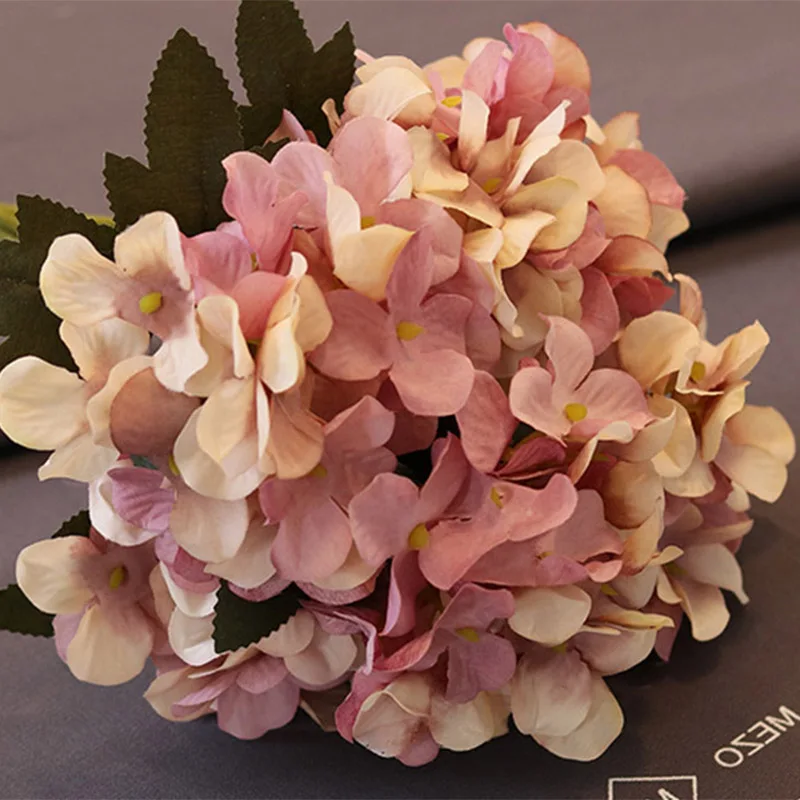 Искусственные цветы, шелковые гортензии, высокое качество, искусственные в стиле ретро, цветы для свадебной вечеринки, домашний декор, шелковые цветы Diy