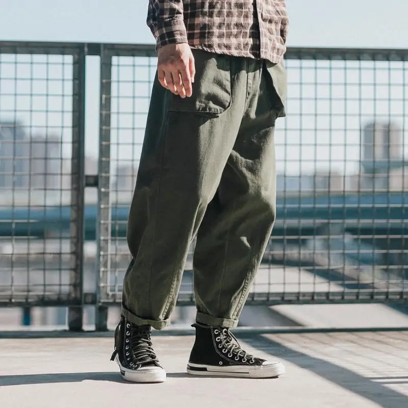 

Vertical Ze Produced 18aw National Trends Origional Loose-Fit Workwear Straight-Cut Large Pocket Casual Pants