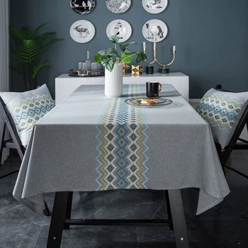 

Linen Cotton Tablecloth Embroidery Style Table Cloth Home Party Wedding Decor Table Cover Rectangle Elegant Tablecloth Cover