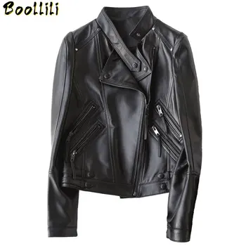 

Boollili Genuine Leather Jacket Women 2020 New 100% Real Sheepskin Coat Female Short Motorcycle Jackets Outerwear