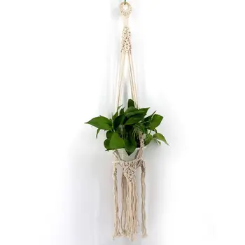 

Cotton Linen Macrame Plant Hanger Pot Holder Hanging Basket Jute Rope Braided Large Holder Handmade Plant Hanging Basket
