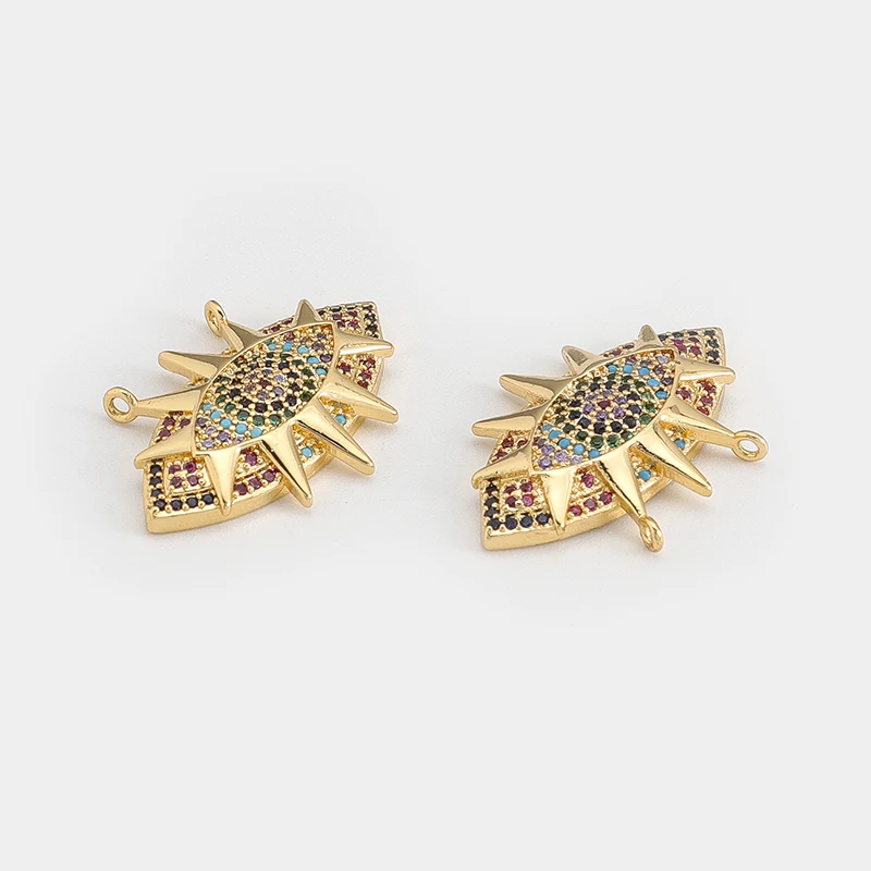 2Pcs Multicolor Sun Designer Charms Eye Pendant For DIY Earrings Necklace Bracelet Make Accessories Jewelry Making Gold