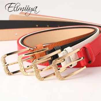

Elimiiya Off White Belt Quality Rectangle Metal Buckle Trendy Wild Cross Pattern Women's Belts 2020 Fashion Ladies