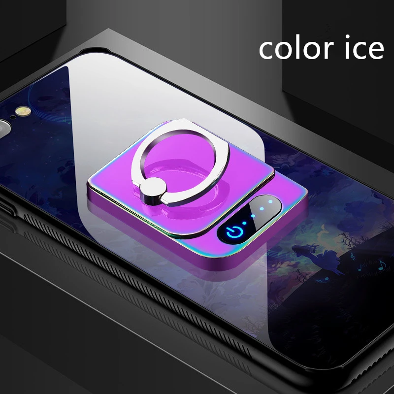Инновационная Зажигалка два в одном держатель для мобильного телефона кольцевая пряжка+ USB Индуктивная зарядка Вольфрамовая сигарета 360 ° флип подарки - Цвет: color ice