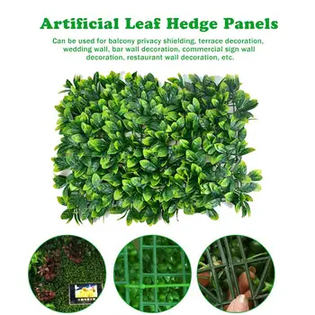 

Artificial Leaf Hedge Panel Green Leaves Lawn Privacy Screen Backyard Home Decor Garden Fence Artificial Plant Background Wall