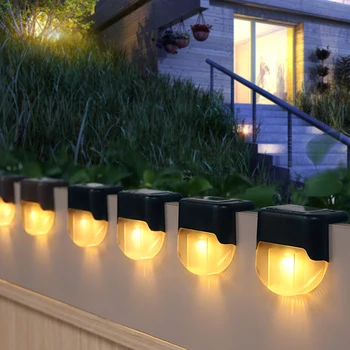 

Automatically Recharging Lights 4x LED Solar Deck Fence Landscape Waterproof Patio Garden Pathway Yard Step Fence Lamps