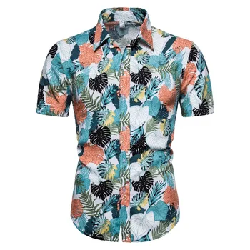 

Men's summer style personalized business short sleeve printed Hawaiian beach resort shirt backwoods mens shirt