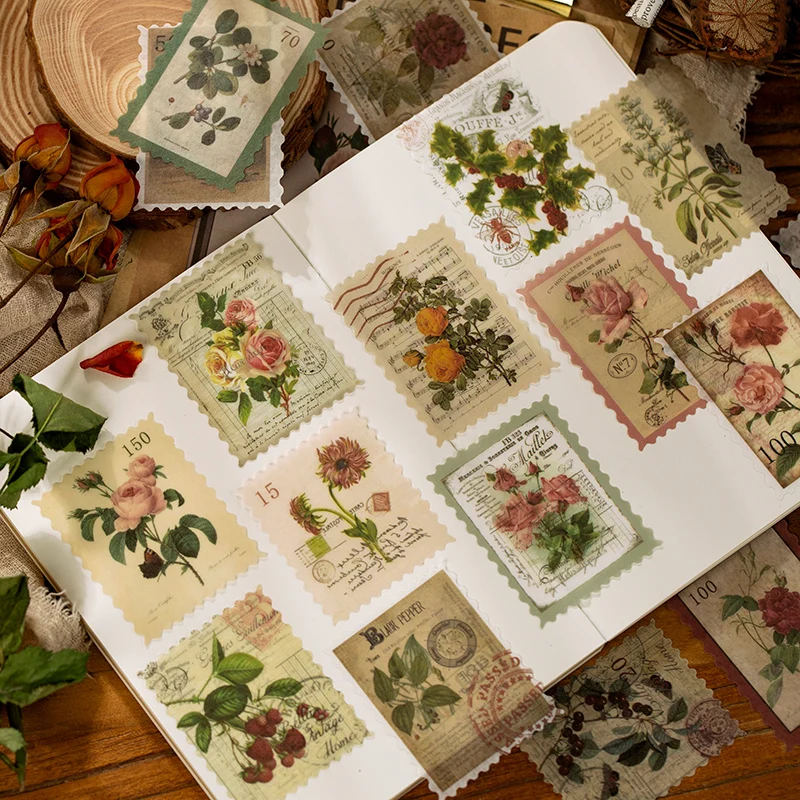 46x//box Vintage Travel DIY Diary Stickers Paper Lables Gifts Packaging Decor Jw