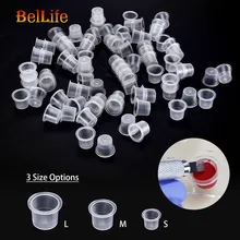 100 шт пластиковые одноразовые принадлежности для тату-чернил, пигмент для макияжа, прозрачный держатель, контейнер, колпачки, товары для красоты, Размеры S/M/L