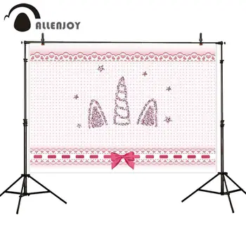 

Allenjoy Sequin Unicorn Wallpapers Heart Star Bow Pink Cartoon Baby Shower Event Celebration Supplies Girl Birthday Party Decor