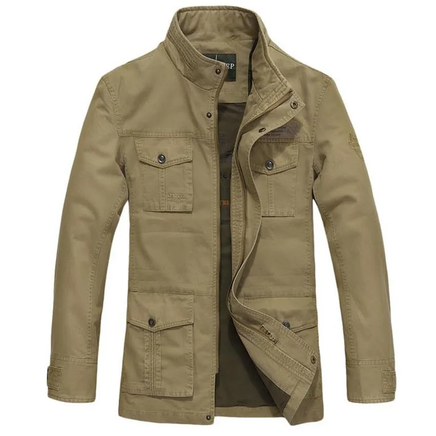 

Free shipping spring and autumn jacket men fashion casual cotton coat black khaki and army green outerwear plus size S-4XL140hfx