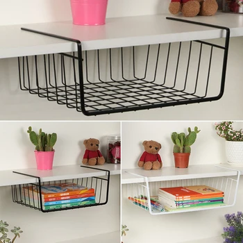 

Under Shelf Storage Basket Holder Rack Hanger Dormitory Organiser Space Saving organization cabinet refrigerator wardrobe