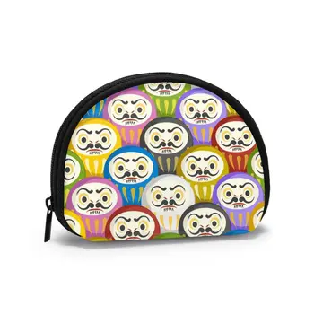 

Women Wallets Zipper Small Wallet Short Credit Card Coin Purse FemaleTraditional Japanese Daruma Dolls