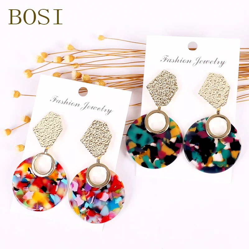 

Small Earrings Fashion Jewelry Acrylic Women Resin Metal Dangle Boho Design Shape Earring Statement Hanging Za Earing Star New