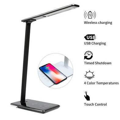 

LED Table Desk Lamp Multi-Function Reading Light For Mobile Phone charge 2 In 1 QI Wireless Charging Creative Eye Protection
