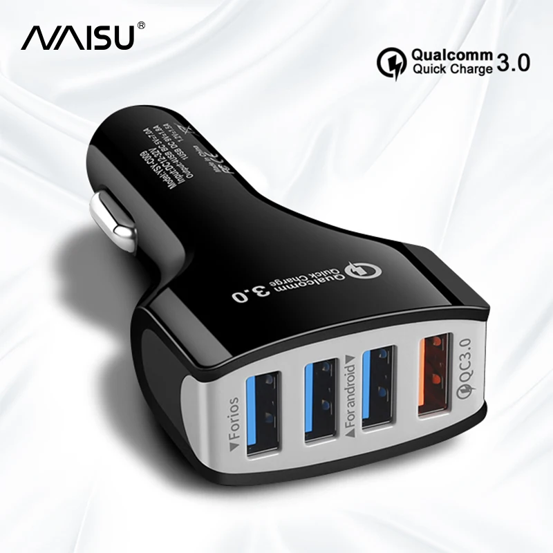 Автомобильное зарядное устройство NAISU с 4 портами QC 3 0 быстрая зарядка