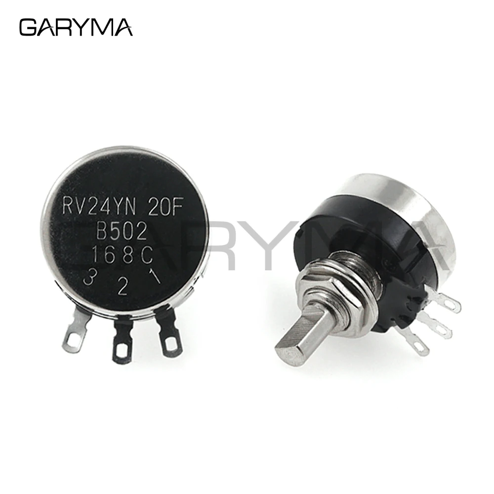 Multiturn Potentiometer Linear Potentiometer Rotary Potentiometer Potentiometer Kit Trimmer Potentiometer RV24YN20F B103 B502 RV24YN 2W 5K 10K Half Shaft Game Machine Rotary Carbon Film Potentiometer