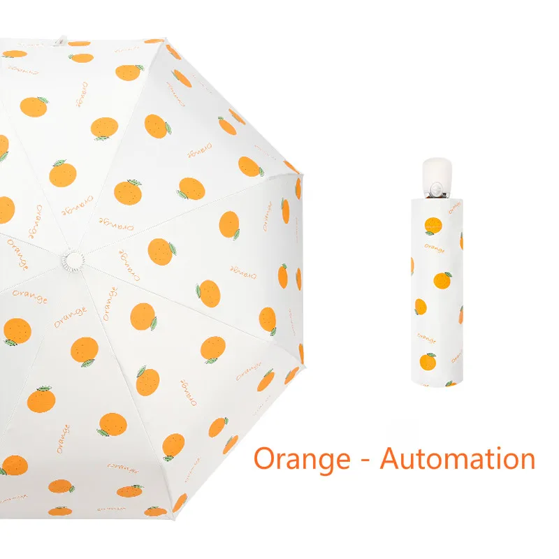 Orange - B Модный непродуваемый складной зонтик для дождя, женский портативный Ветрозащитный зонтик с фруктами для дождливой погоды, мужские зонты с черным покрытием и сердечком - Цвет: Orange - B