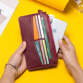 

Leather ladies clutch bag Fashion multifunctional multi-card position coin purse cow leather mobile phone bag 2019 new