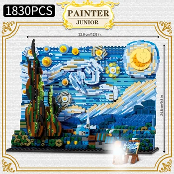 

1830PCS MOC Creator Idea Vincent van Gogh: The Starry Night building blocks bricks DIY toys for the children Christmas gifts