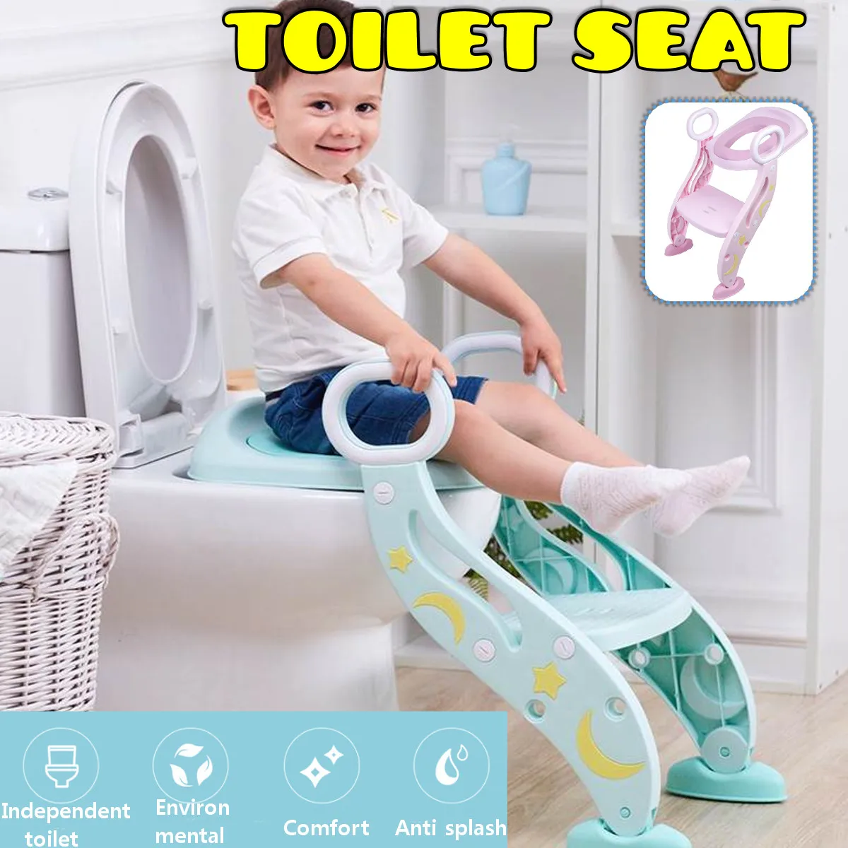 

PU PVC Folding Baby Potty Infant Kids Toilet Training Seat with Adjustable Ladder Portable Urinal Potty Toilet Seat for Kids