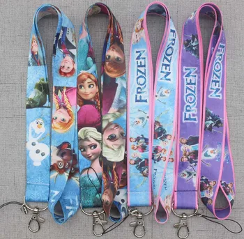 

500/Lot Elsa Anna Snowman Purple PHONE LANYARD KEYS ID NECK STRAP