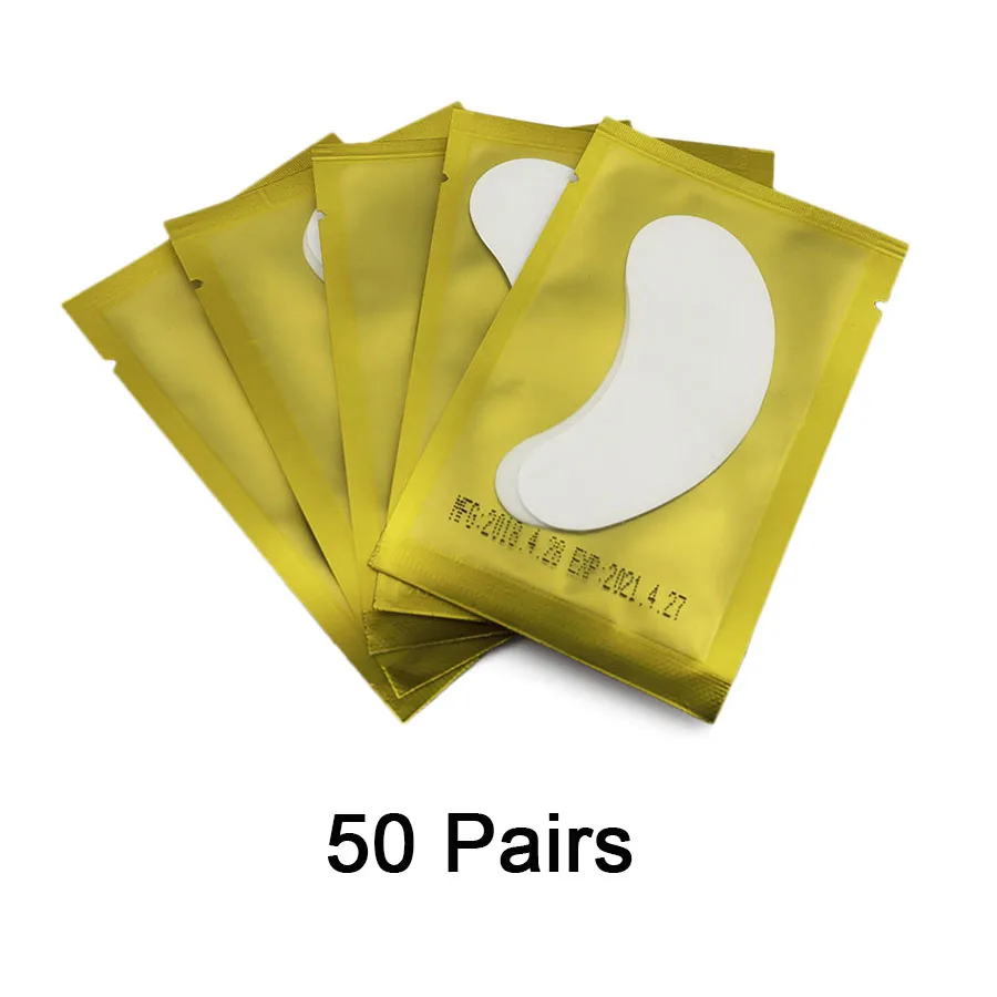 25/50 пар новых Бумажных пластырей, подходящих для наращивания и окрашивания ресниц, увлажняющие накладки для глаз, накладные наклейки для наращивания ресниц - Цвет: 50Pairs Gold