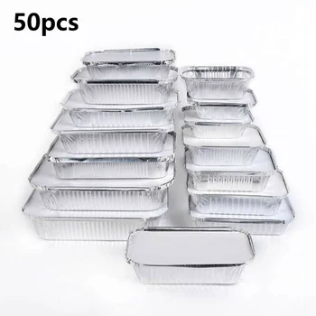 

Resistant Aluminum Foil Pans Silver 20*11.5*5cm Microwave Fresh keeping