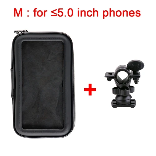 Black M with holder Велосипедный Мотоцикл держатель для телефона водонепроницаемый велосипед чехол для телефона сумка для IPhone Xs Xr X 8 7 samsung S9 S8 S7 скутер чехол для телефона - Цвет: Black M with holder