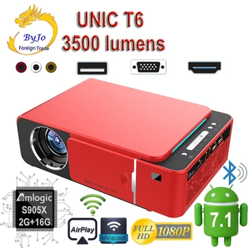 

Original UNIC 2019 New T6 1280x720 LED Projector 3500 lumens Keystone USB HDMI VGA AV Beamer Home Theater Proyector