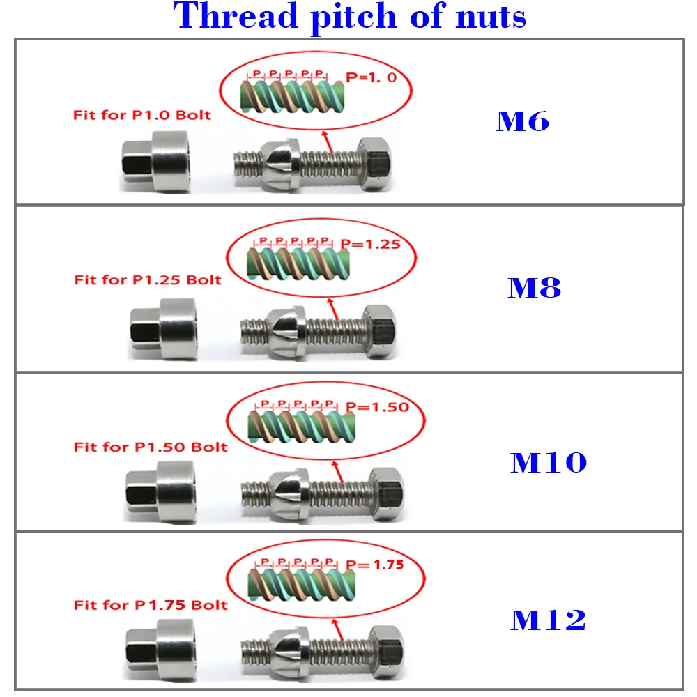 Nuts M6 M8 M10 M12 nut Nut Security Anti Theft Screws 304Stainless Steel led nut Mountain Bike Awning Car Accessories LED Lights stainless steel nut