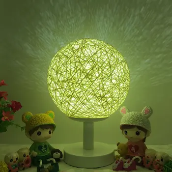 

ICOCO Romantic Rattan Ball Night Light with Wood Base Dimmable Night Lamp Home Party Wedding Decor Bedside Desk Lamp for Bedroom