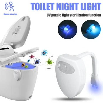

Smart Motion Sensor Toilet Seat Night Light 16 Colors Waterproof Backlight Toilet Bowl LED Luminaria Lamp With UV Sterilization