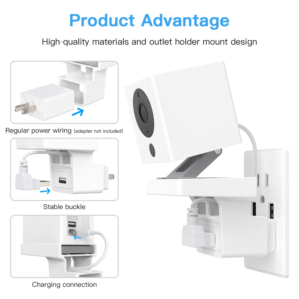 2 шт. Разъем Держатель Кронштейн AC Розетка крепление Настенный умный кабель расположение совместим с Wyze Cam V1/V2